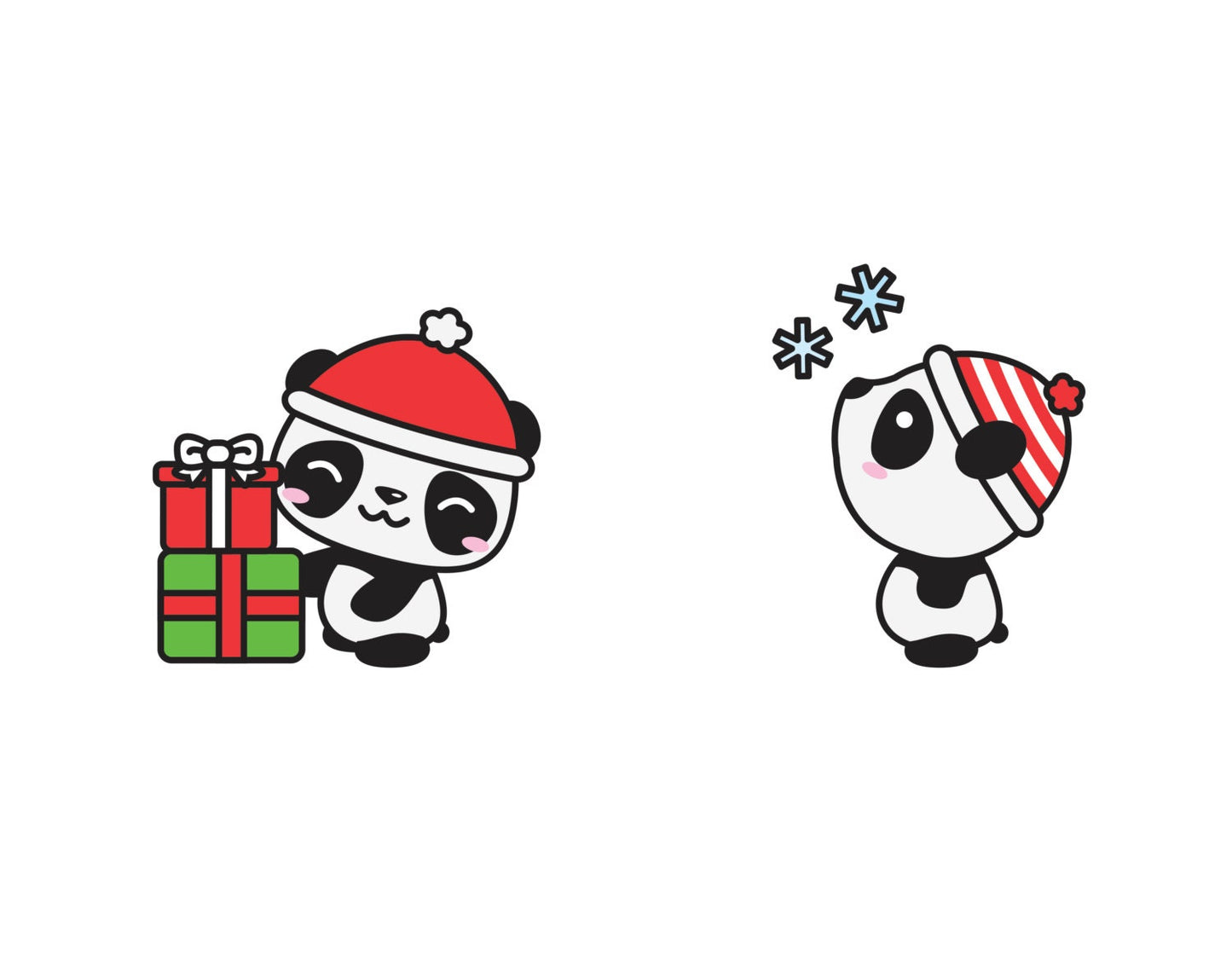 Premium Vector Clipart - Kawaii Christmas Pandas - Cute Christmas Panda Clipart Set - High Quality Vectors - Kawaii Christmas Clipart