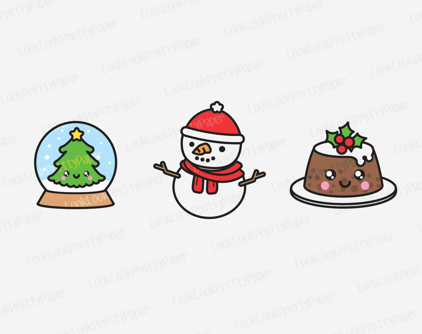 Premium Vector Clipart - Kawaii Christmas - Another Cute Chrismas Clipart Set - High Quality Vectors - Instant Download - Kawaii Clipart