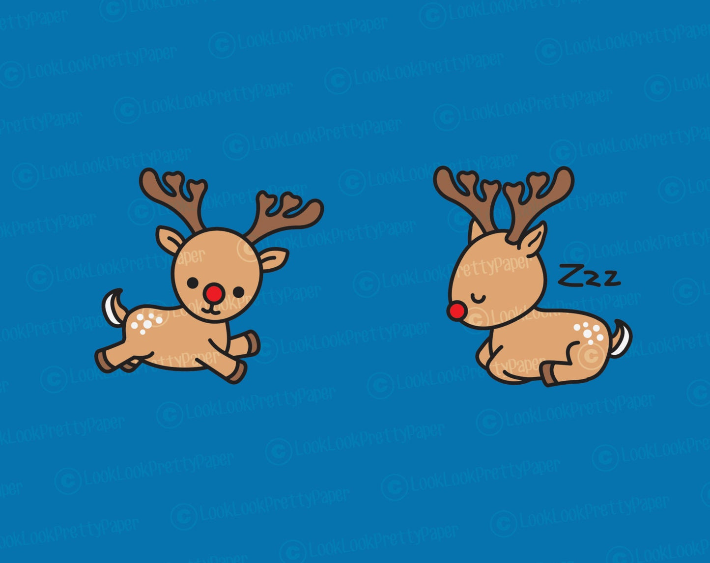 Premium Vector Clipart - Kawaii Rudolph the Red Nosed Reindeer - Cute Reindeer Clipart Set - High Quality Vectors - Kawaii Christmas Clipart