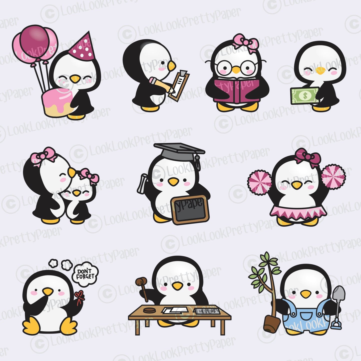 Premium Vector Clipart - More Kawaii Penguins - More Cute Penguins Clipart Set - High Quality Vectors - Instant Download - Kawaii Clipart