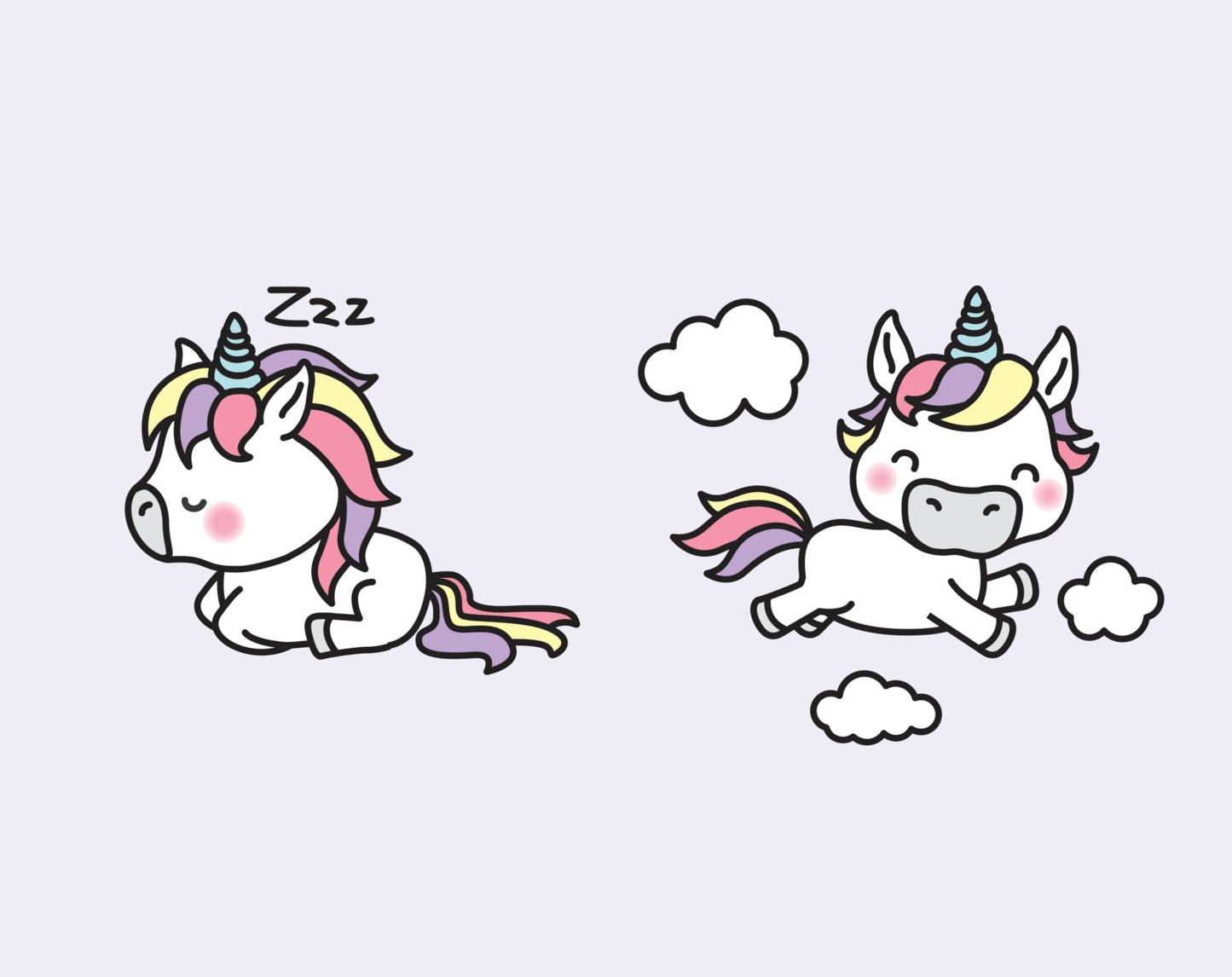 Premium Vector Clipart - Kawaii Unicorns - Cute Unicorns Clipart Set - High Quality Vectors - Instant Download - Kawaii Clipart