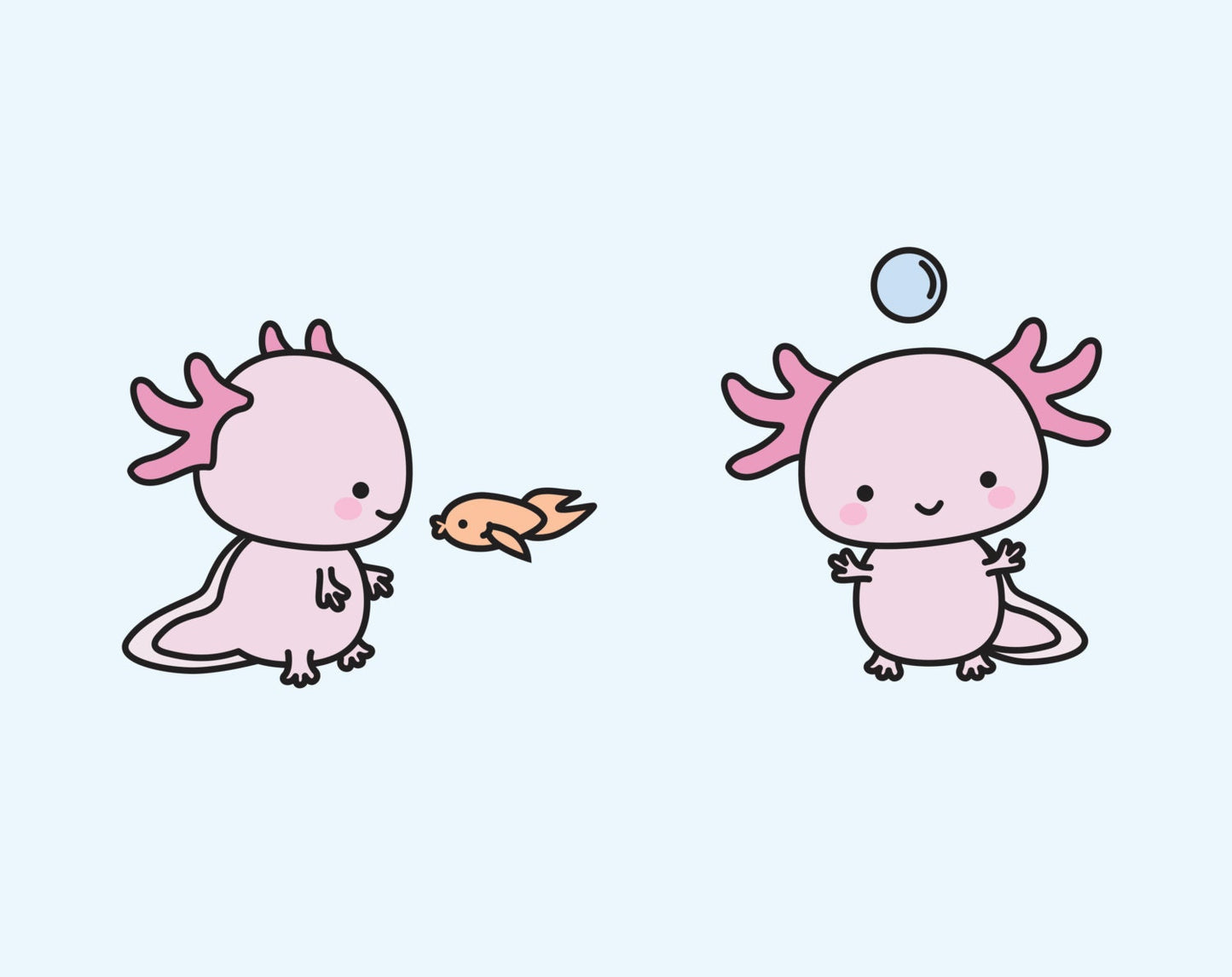 Premium Vector Clipart - Kawaii Axolotls - Cute Axolotl Clipart Set - High Quality Vectors - Instant Download - Kawaii Clipart