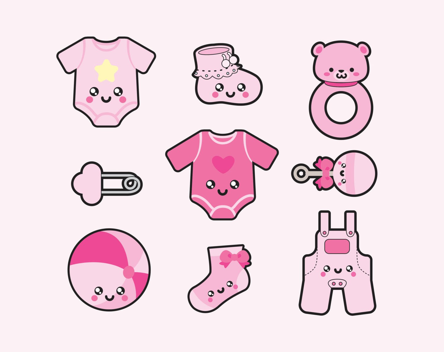 Premium Vector Clipart - Kawaii Baby Clipart - Kawaii Baby Clip art Set - High Quality Vectors - Instant Download - Kawaii Maternity Clipart