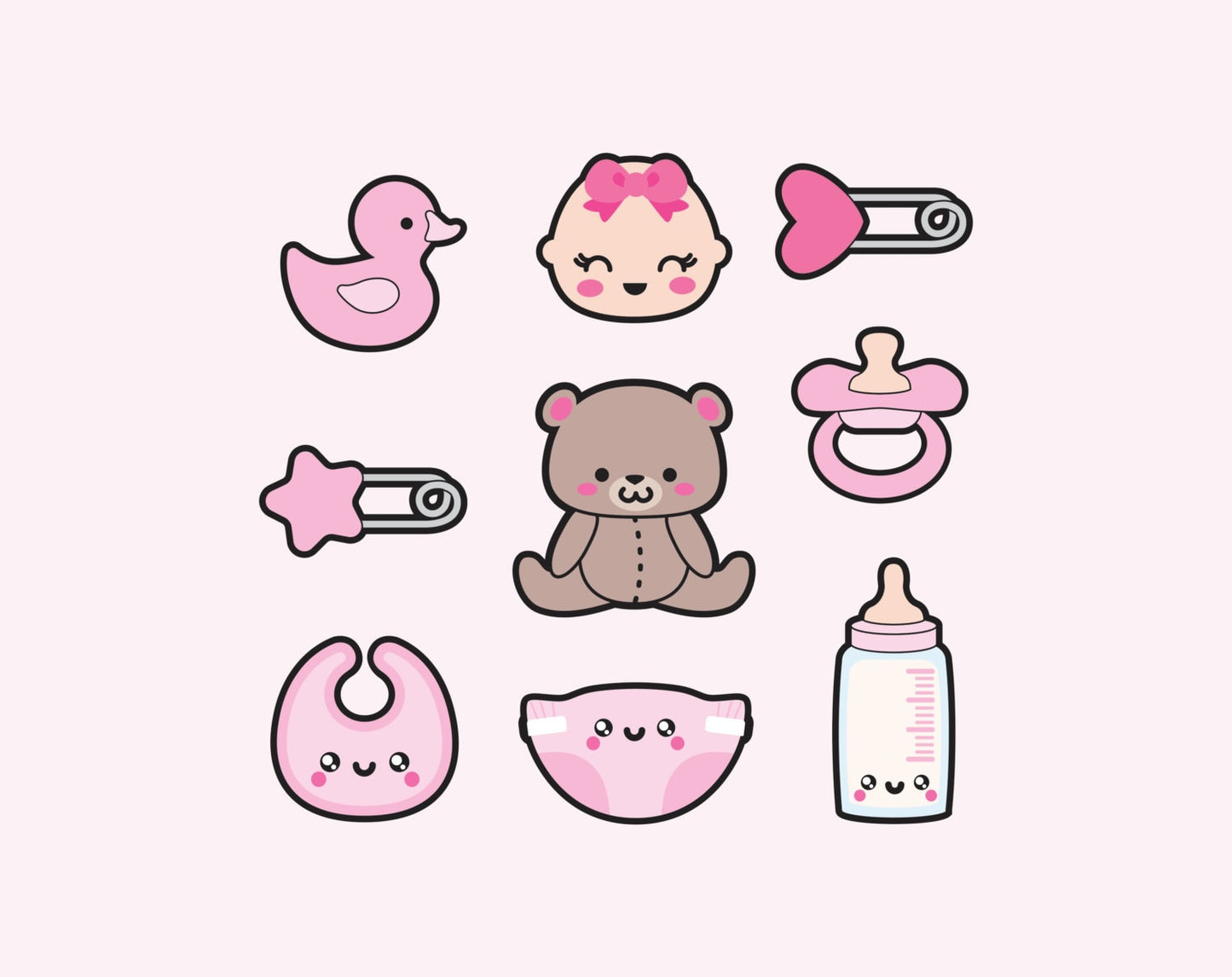 Premium Vector Clipart - Kawaii Baby Clipart - Kawaii Baby Clip art Set - High Quality Vectors - Instant Download - Kawaii Maternity Clipart