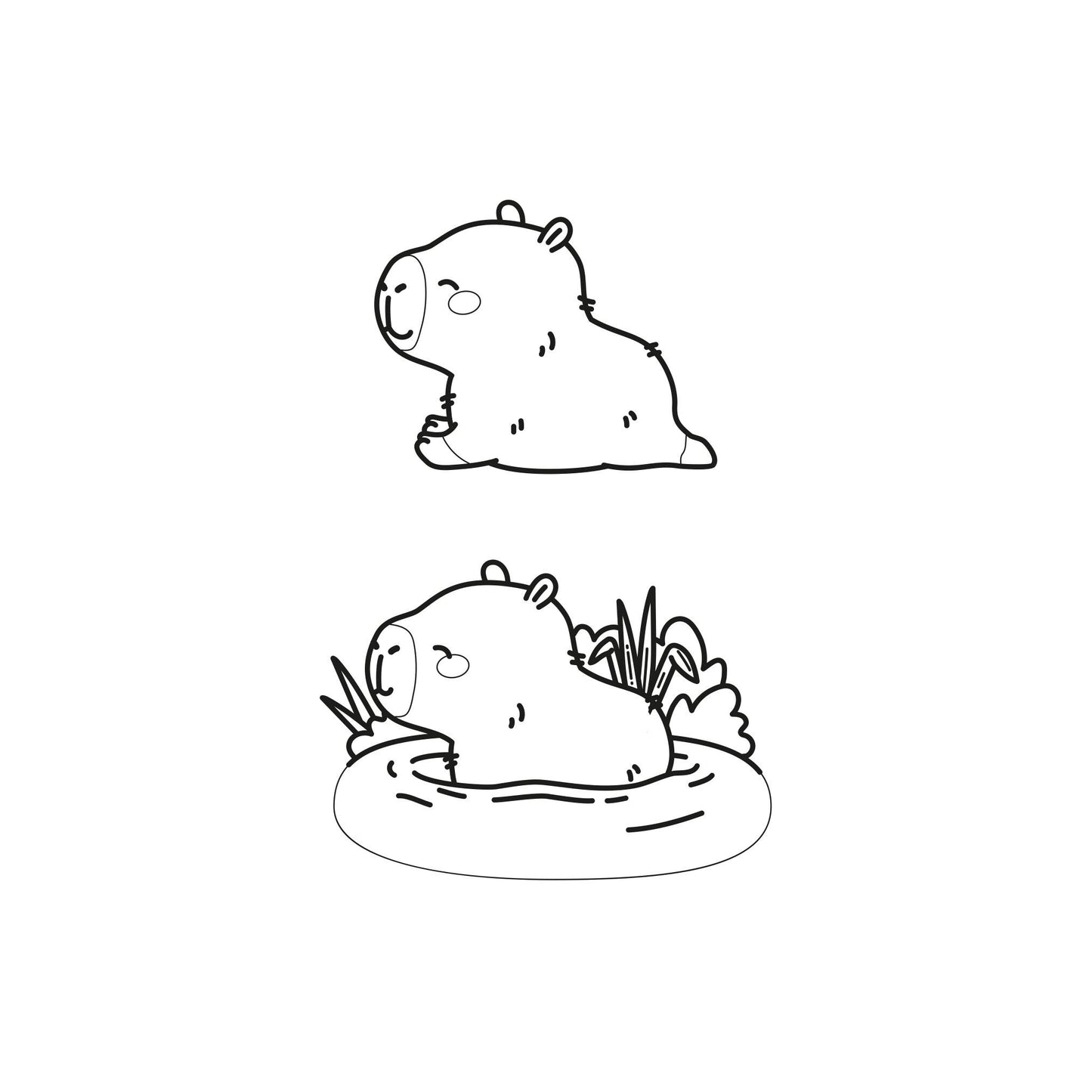 Premium Vector Clipart - Kawaii Capybara - Cute Capybara Clipart - Instant Download - Kawaii Clipart - Outlines