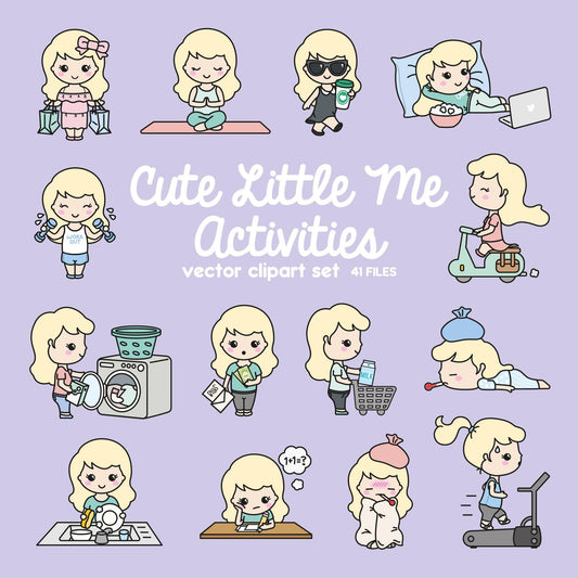 Premium Vector Clipart - Cute Me - Kawaii Girl - Cute Girl Planning Clipart - Blonde Hair - Kawaii Clipart