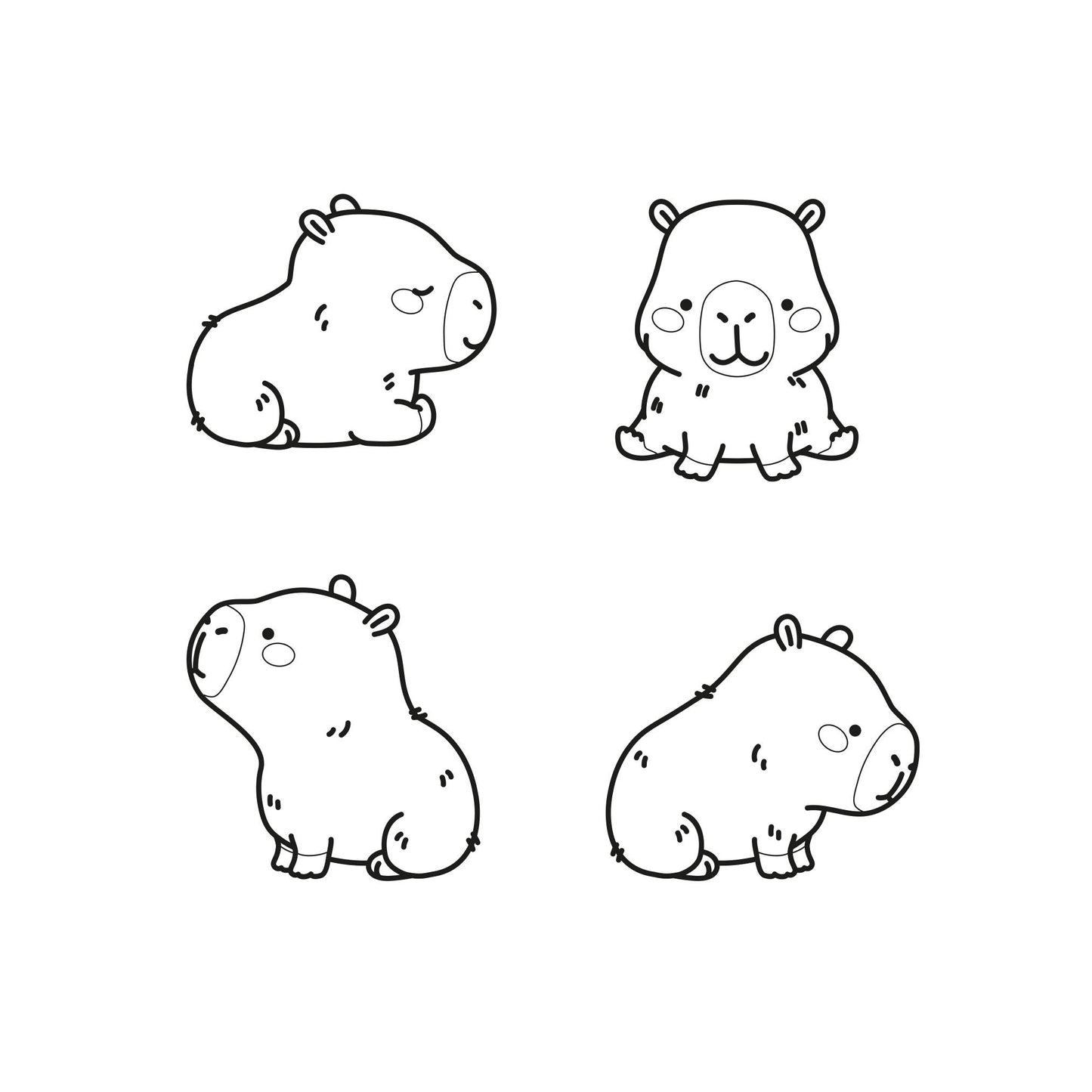 Premium Vector Clipart - Kawaii Capybara - Cute Capybara Clipart - Instant Download - Kawaii Clipart - Outlines