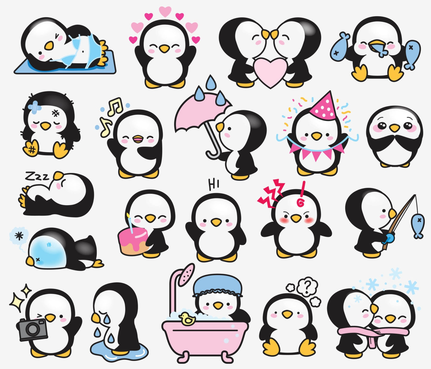 Premium Vector Clipart - Kawaii Pearl the Penguin - Cute Pengun Clipart - High Quality Vectors - Instant Download - Kawaii Penguin Clipart