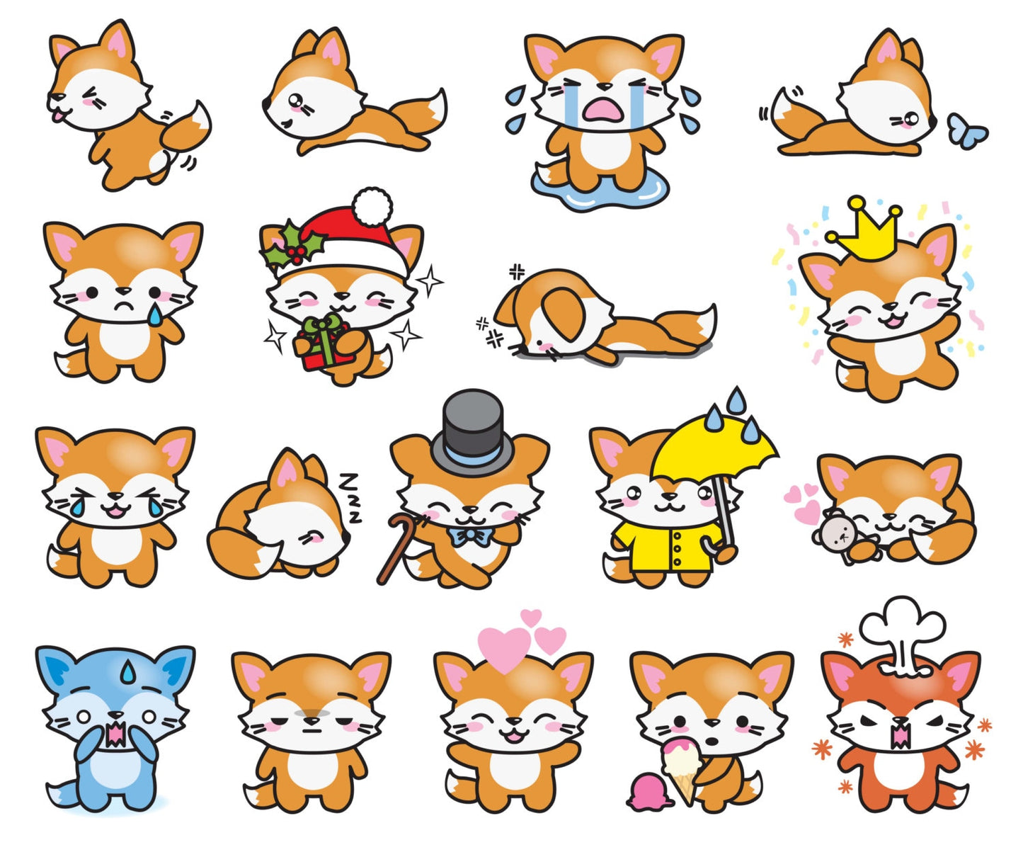 Premium Vector Clipart - Kawaii Floss the Fox - Cute Fox Clipart - High Quality Vectors - Instant Download - Kawaii Fox Clipart